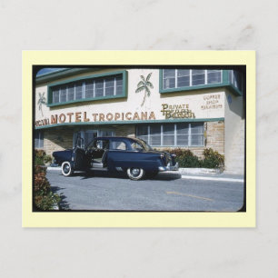 Carte Postale Voiture garée devant le motel, Miami Beach Vintage