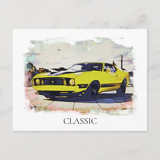 Carte Postale *~* Voiture jaune vintage antique classique banane (Devant)