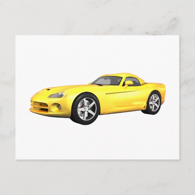 Carte Postale Voiture Muscle Viper À Haut Dur : Finition Jaune : (Devant)