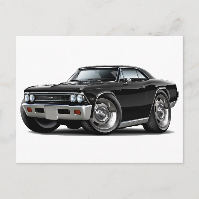 Carte Postale Voiture noire Chevelle 1966 (Devant)