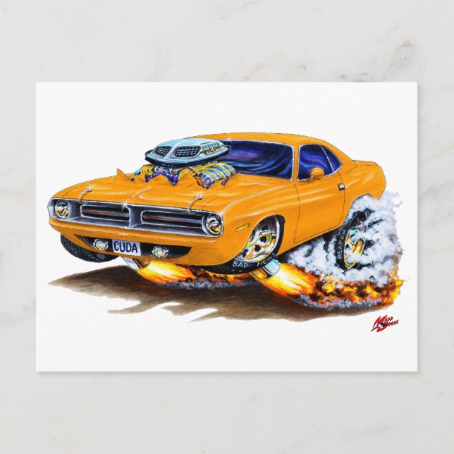Carte Postale Voiture Orange Cuda 1970 (Devant)