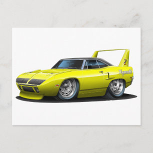 Carte Postale Voiture Plymouth Superbird Jaune 1970