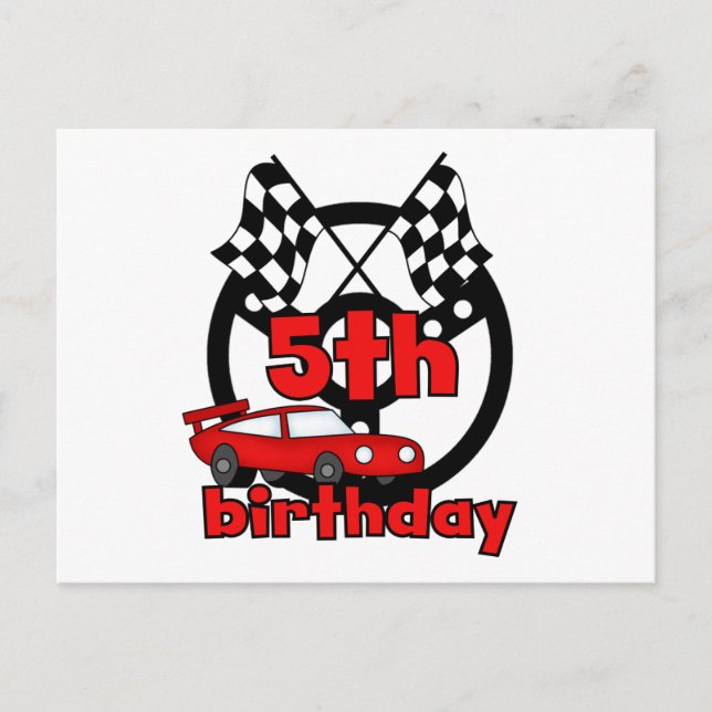 Carte Postale Voiture Racing 5e Anniversaire Tshirts et cadeaux (Devant)