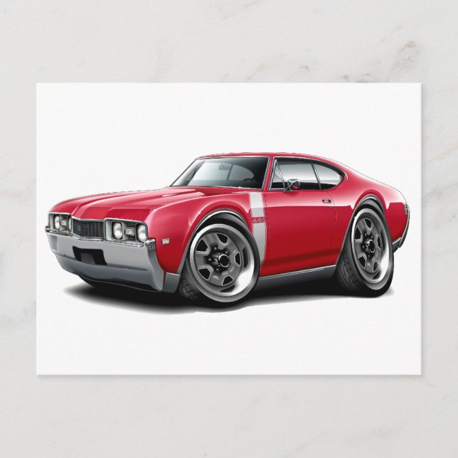 Carte Postale Voiture Rouge-Blanc 1968 442 (Devant)