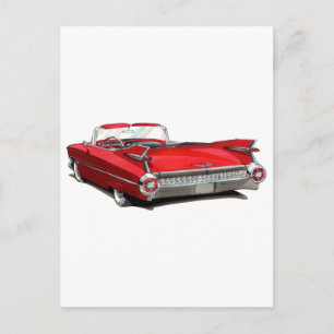Carte Postale Voiture rouge Cadillac 1959