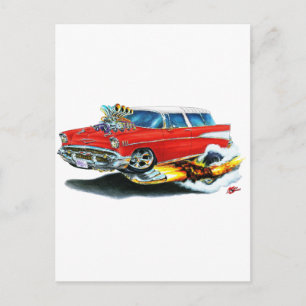 Carte Postale Voiture rouge Chevy Nomad 1957