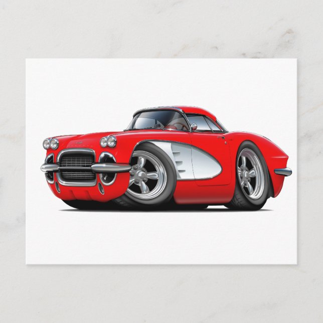Carte Postale Voiture rouge Corvette 1961 (Devant)