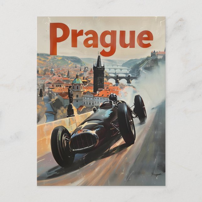Carte Postale Voiture vintage de Prague (Devant)