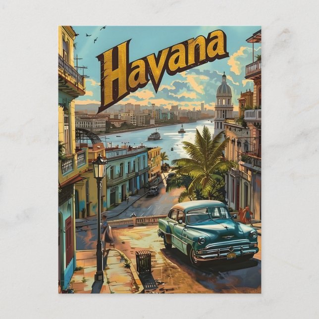 Carte Postale Voiture Vintage Havana (Devant)