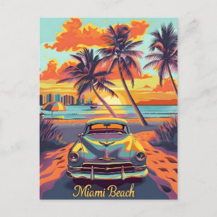 Carte Postale Voiture Vintage Miami Beach