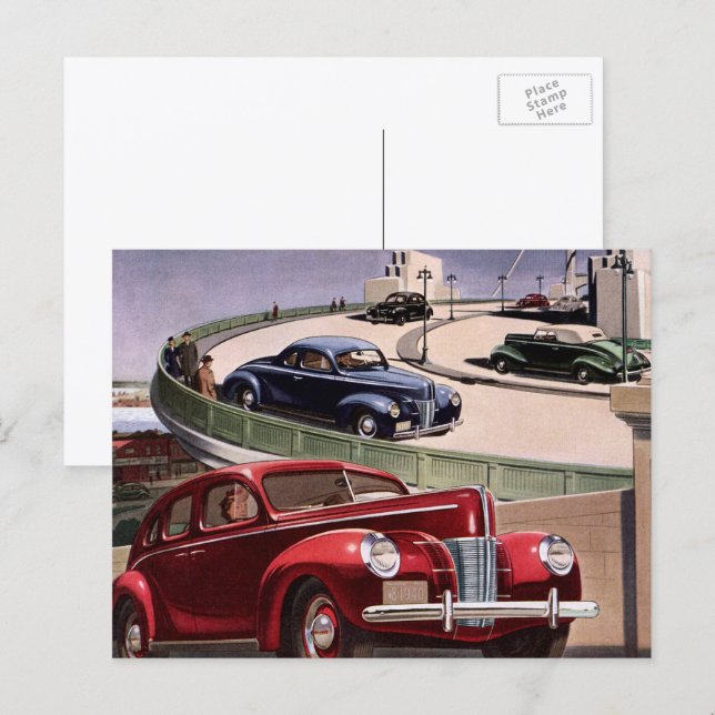 Carte Postale Voitures Anciennes, Circuit de Berlines Classiques (Devant / Derrière)