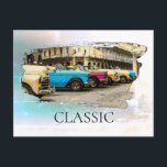 Carte Postale *~* Voitures Classiques Colorées Antiques Vintage<br><div class="desc">CARTE POSTALE  CARTE POSTALE - VOITURES CLASSIQUES - Peintures de style Grunge - PERSONNALISEZ LE TEXTE SI VOULU.</div>