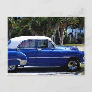 Carte Postale Voitures classiques de Cuba Taxi bleu marine
