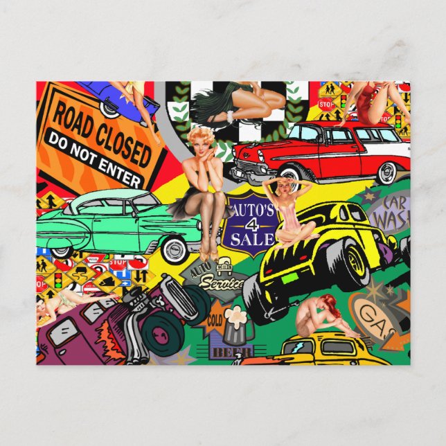 Carte Postale Voitures cool Vintage (Devant)