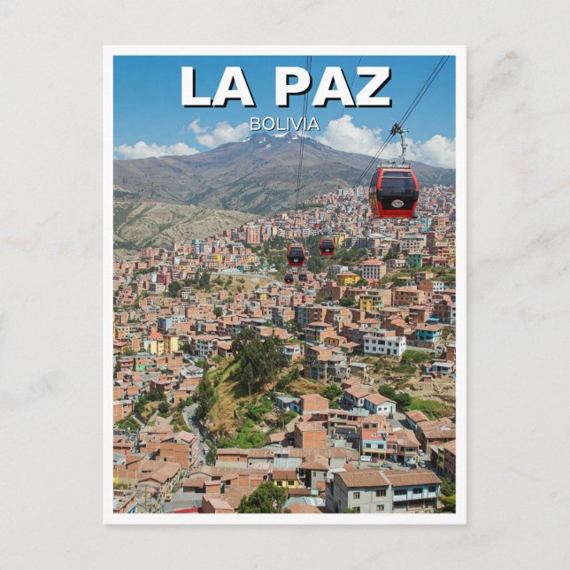 Carte Postale Voitures de câble à La Paz Bolivie Voyage (Devant)