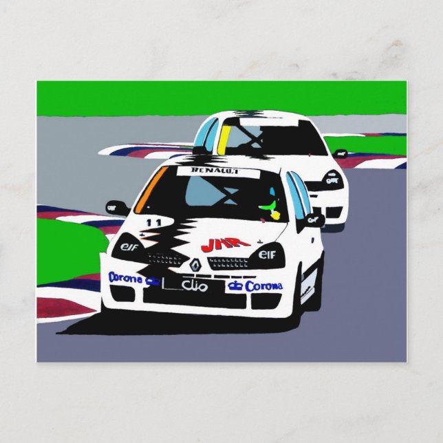 Carte Postale Voitures de course Renault Clio (Devant)