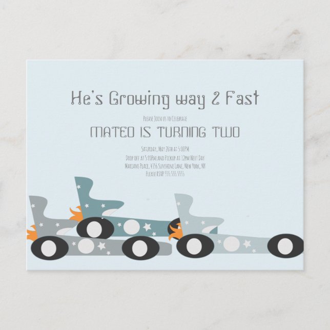 Carte Postale Voitures de course rétro Moon Stars Fête d'anniver (Devant)