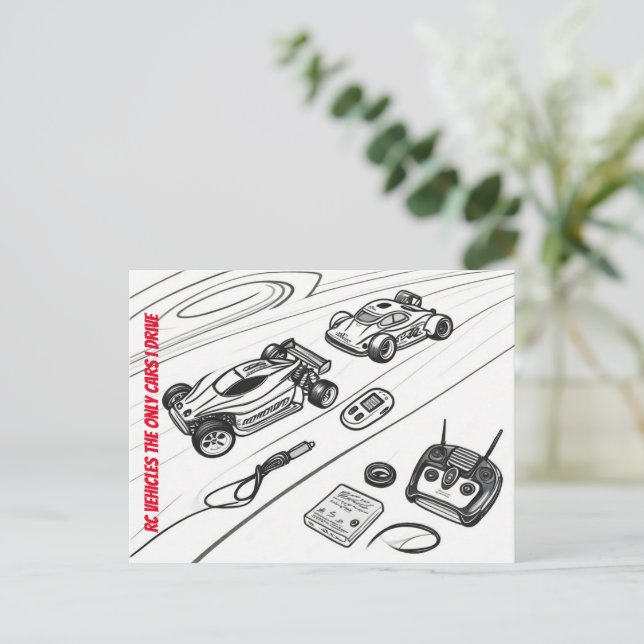 Carte Postale Voitures Rc avec Transmiter et autres outils RC (Debout devant)