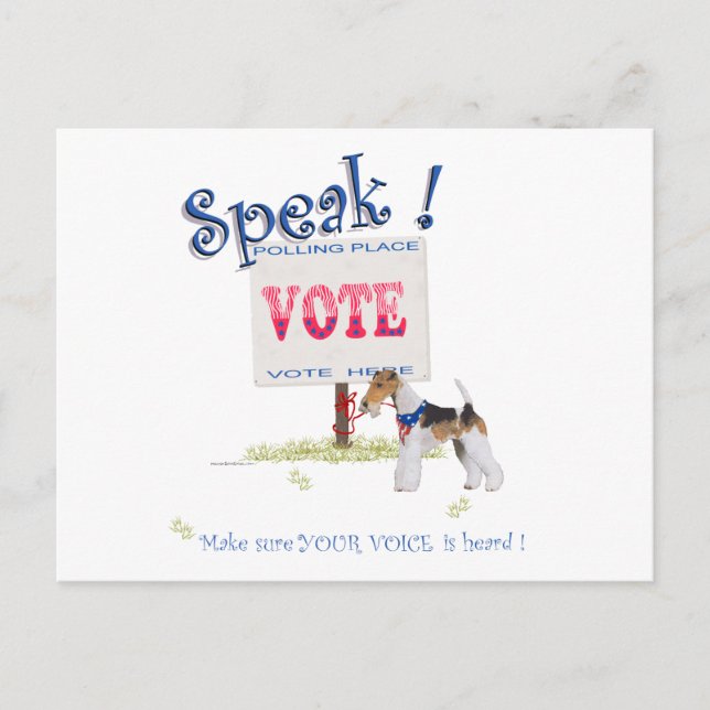 Carte Postale Voix de vote Wire Fox Terrier (Devant)