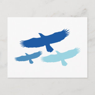 Carte Postale Vol à trois aigle (bleu)