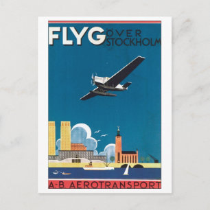 Carte Postale Vol au-dessus de Stockholm, AB Aérotransport