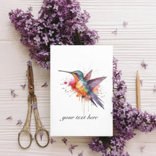 Carte Postale Vol de couleurs, colibri à l'aquarelle personnalis