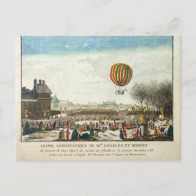 Carte Postale Vol de Jacques Charles et Nicholas Robert (Devant)
