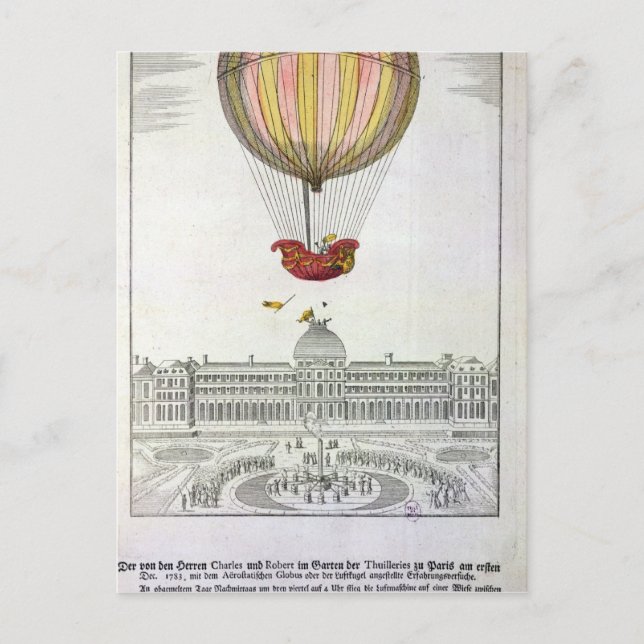 Carte Postale Vol de Jacques Charles et Nicholas Robert (Devant)