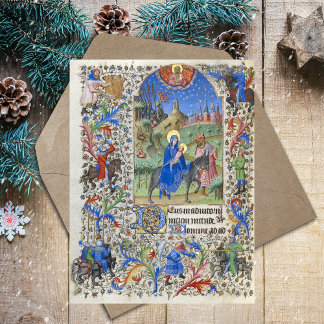 Carte Postale Vol de la Sainte Famille en Egypte Noël médiéval