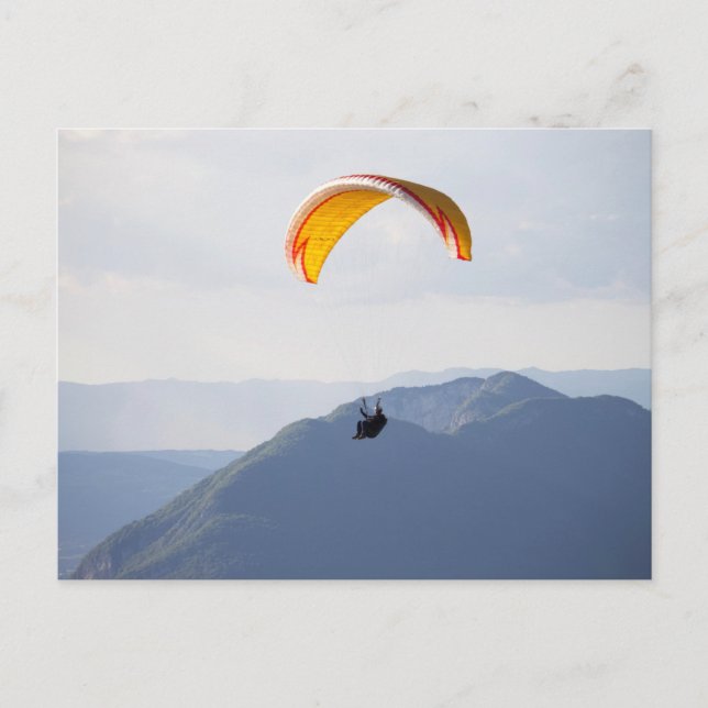 Carte Postale Vol en parapente suisse orange flyer fun fab épiqu (Devant)