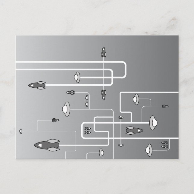Carte Postale Vol spatial rétro (Devant)