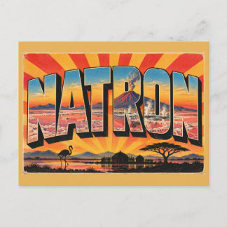 Carte Postale Volcan Flamingo Lac Natron Art de Voyage Vintage