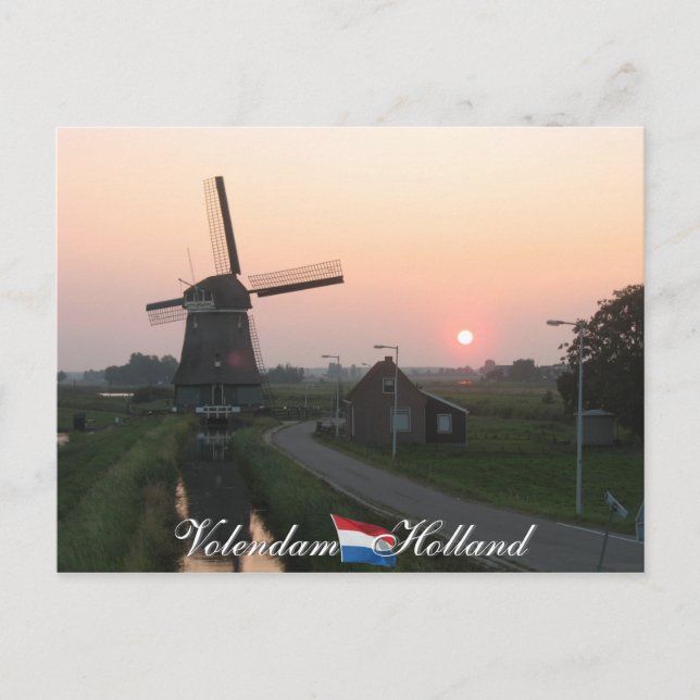 Carte postale Volendam Sunset Windmill Holland (Devant)