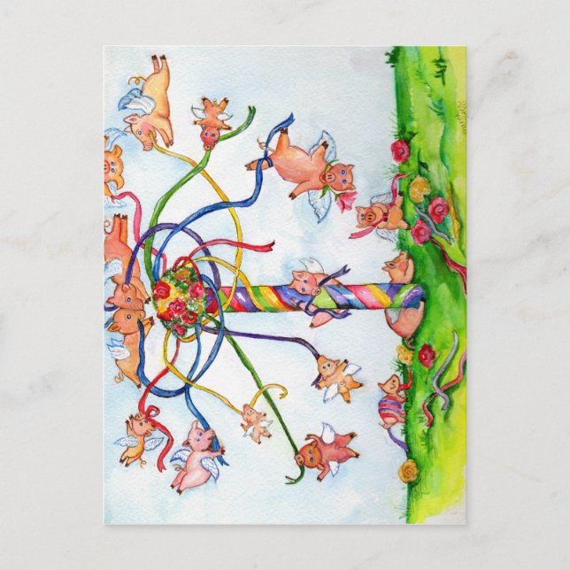 Carte Postale Voler des cochons autour du Maypole (Devant)