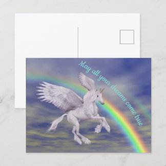 Carte Postale Voler la licorne sur Rainbow Dreams Imaginaire Hor
