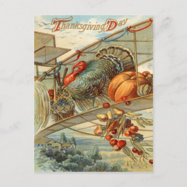 Carte Postale Voler Turquie Avion Citrouille Apple Pear Corn (Devant)