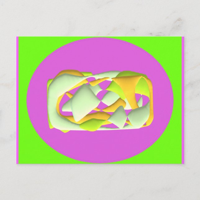 Carte Postale Volet vert citron vert et violet clair motif (Devant)