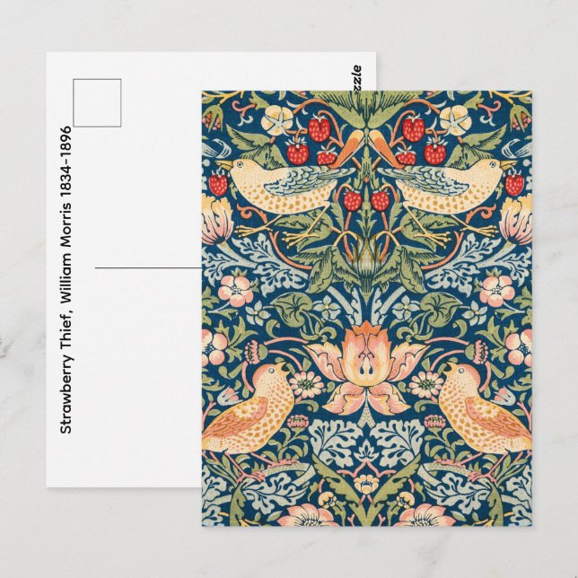 Carte Postale Voleur de fraises, William Morris 1834-1896 (Devant / Derrière)