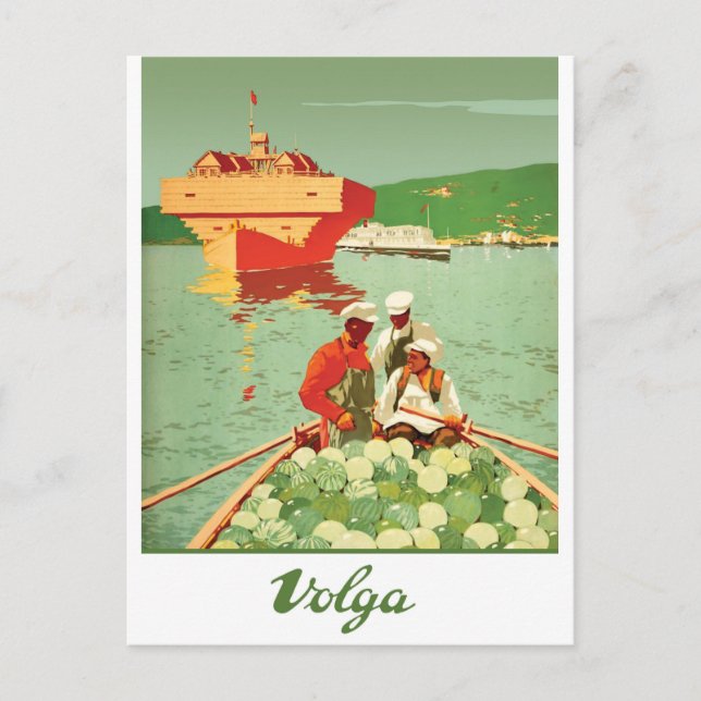 Carte Postale Volga, voiliers et négociants en pastèque (Devant)