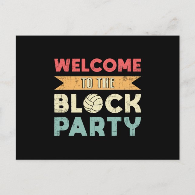 Carte Postale Volley-ball Bienvenue Au Block Party Beach Ball (Devant)