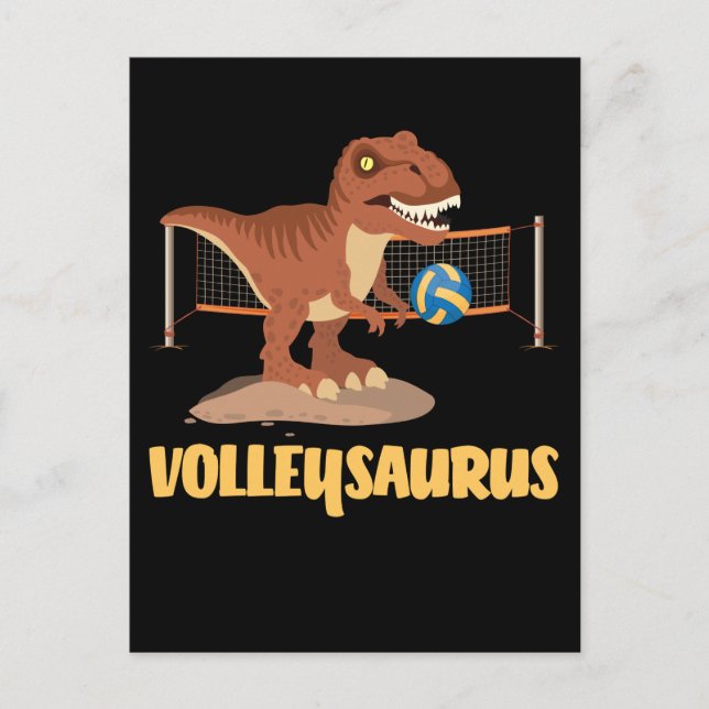 Carte Postale Volley-ball jouant Trex Funny Dino Sport (Devant)