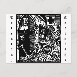 Carte postale Vom Totentanz Nun et Skeleton