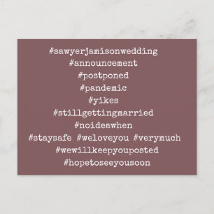 Carte Postale Vos 12 hashtags les plus lus Mariage Dusty Rose