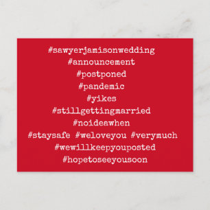 Carte Postale Vos 12 Hashtags Mariages reportés Cherry Red