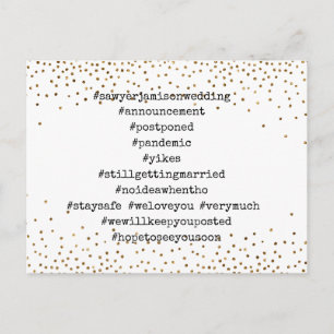 Carte Postale Vos principaux hashtags Gold Confetti Postponponed