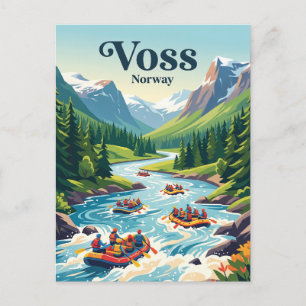 Carte Postale Voss, Norvège, rafting en eaux vives