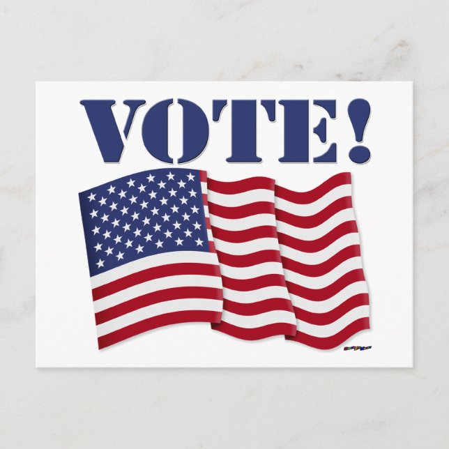 Carte Postale VOTE! avec le drapeau américain (Devant)