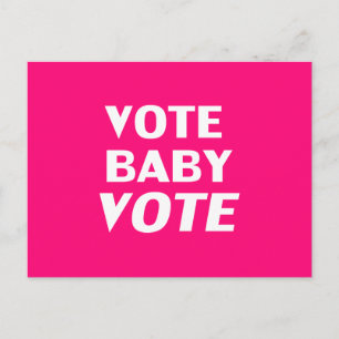 Carte Postale "Vote Baby Vote" rose chaud, magenta, fuchsia, bla