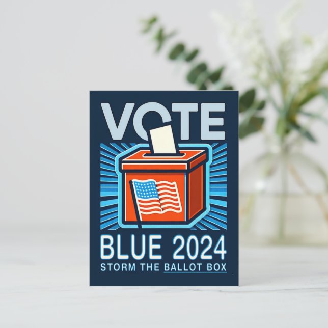 Carte Postale Vote Bleu 2024 Bulletin de vote Élection président (Debout devant)