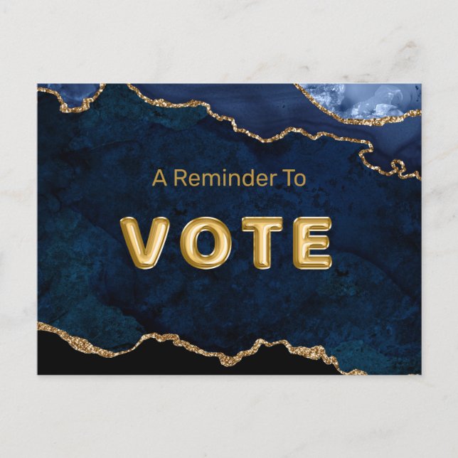 Carte Postale Vote bleu géodique doré (Devant)
